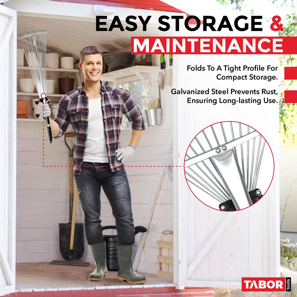 TABOR TOOLS narrow setting raking under hedge to protect plants and tidy edges