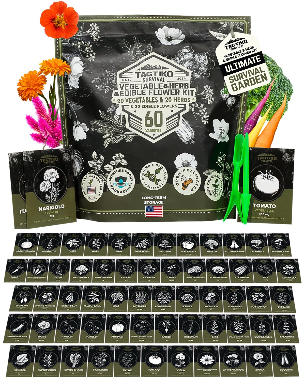 Tactiko Survival front packaging showing kit contents and variety benefits