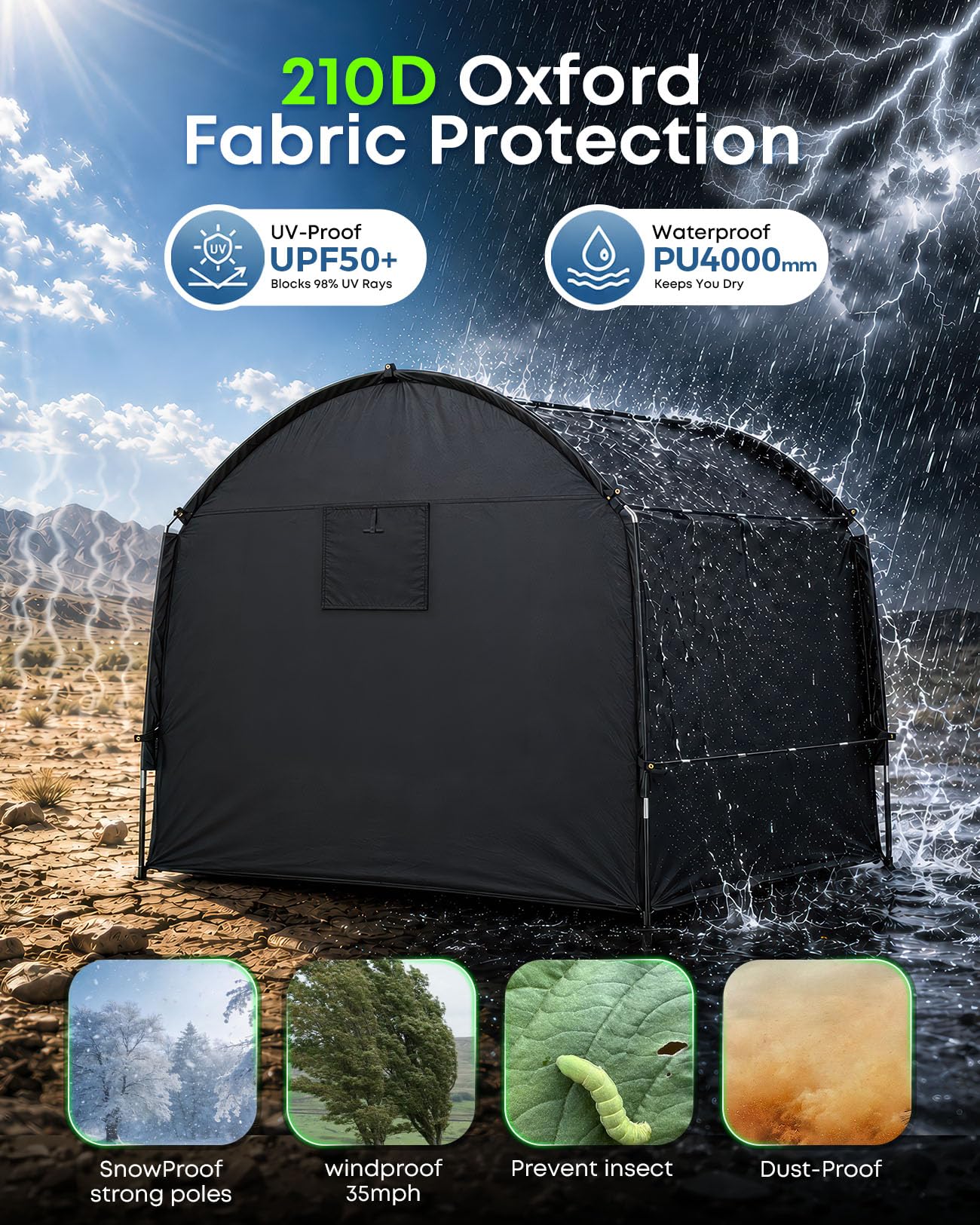 TACXO close-up of 210D fabric showing tear resistance and durability