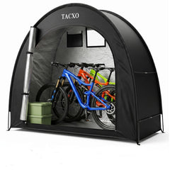 TACXO front view of tent closed showing protected bikes and quick access