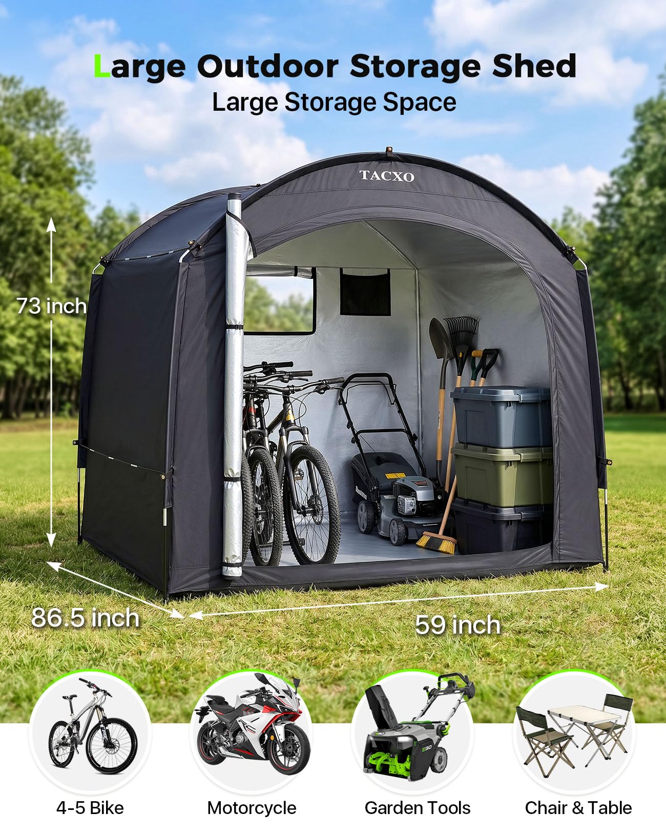 TACXO interior with four bikes neatly stored and space-saving benefit