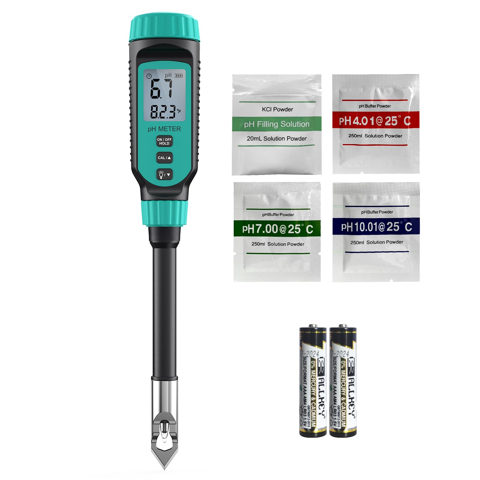 Tadeto front view handheld pH meter showing ready-to-use benefits