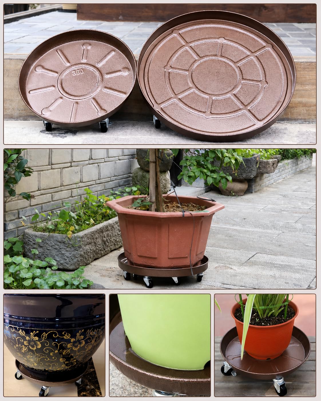 Tadpolebaby on patio with plants illustrating outdoor durability and easy relocation