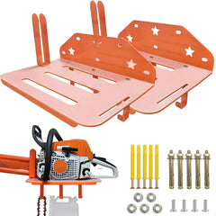 Taeoox chainsaw wall mount front view showing sturdy frame and pair sale benefit