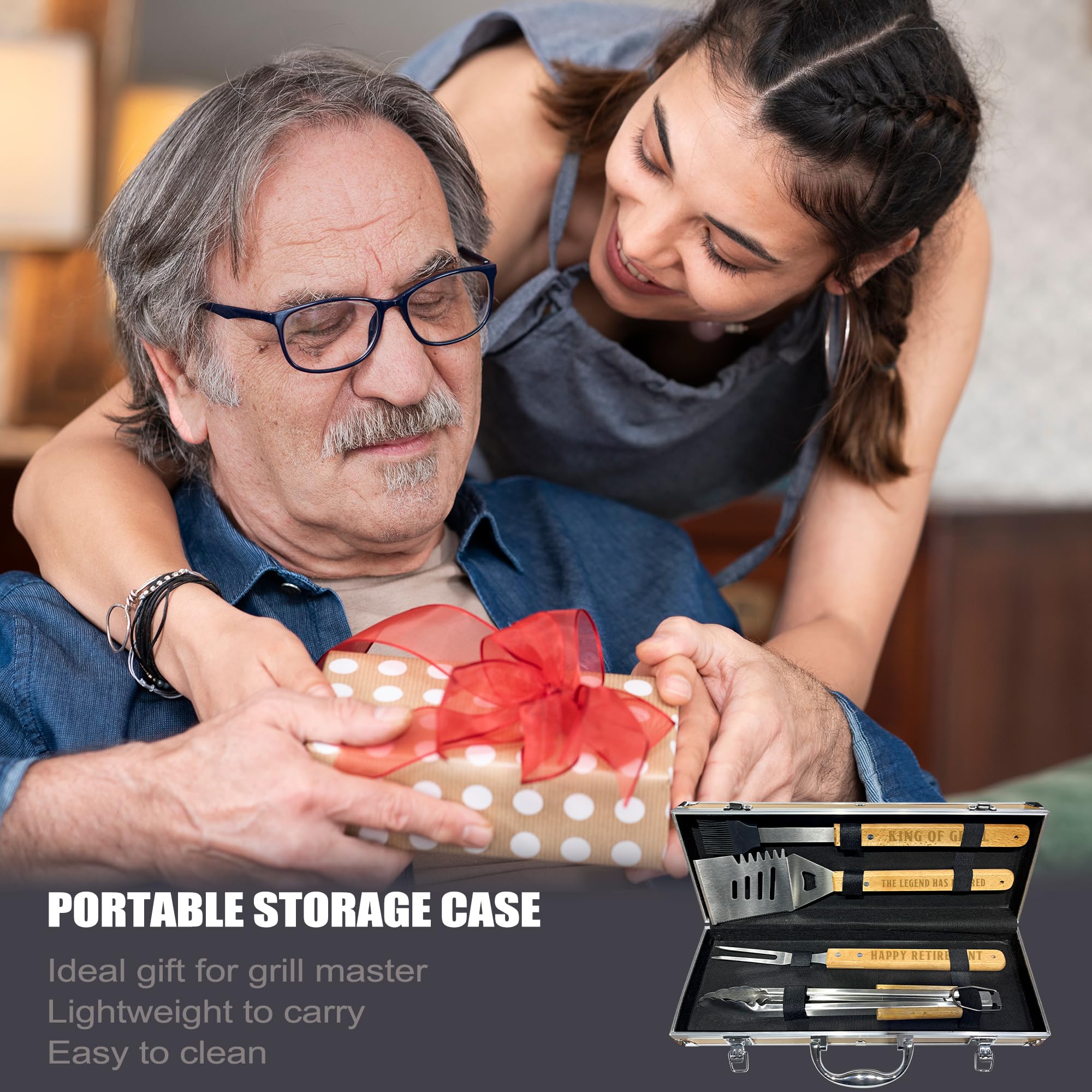 Taesun aluminum case beside a chair showing compact size for portability