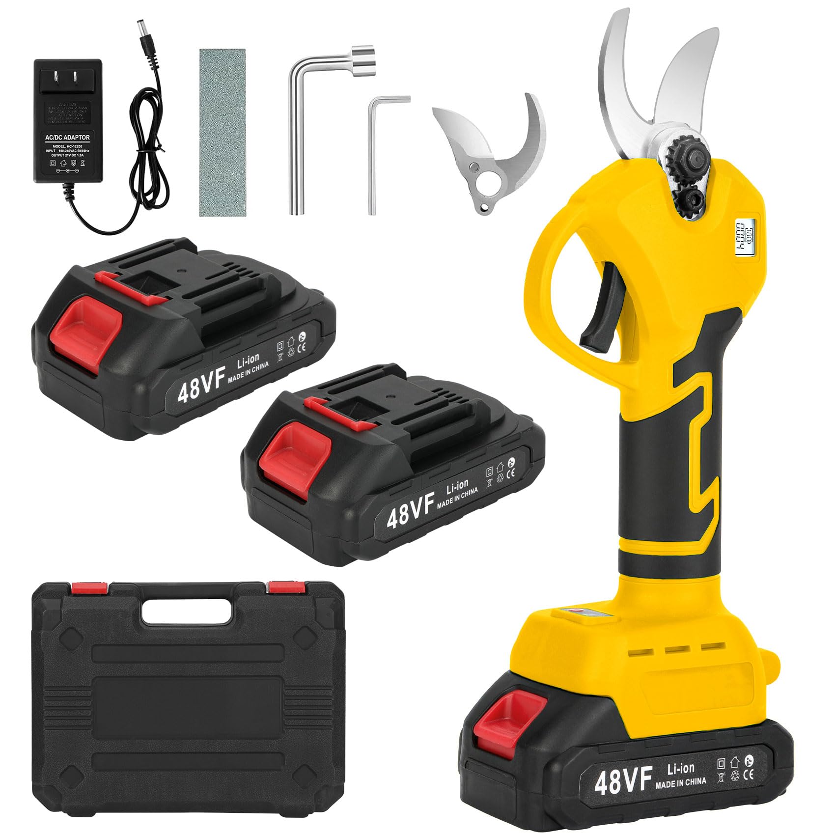 TAEYONK front view of cordless electric pruning shears showing compact design and control