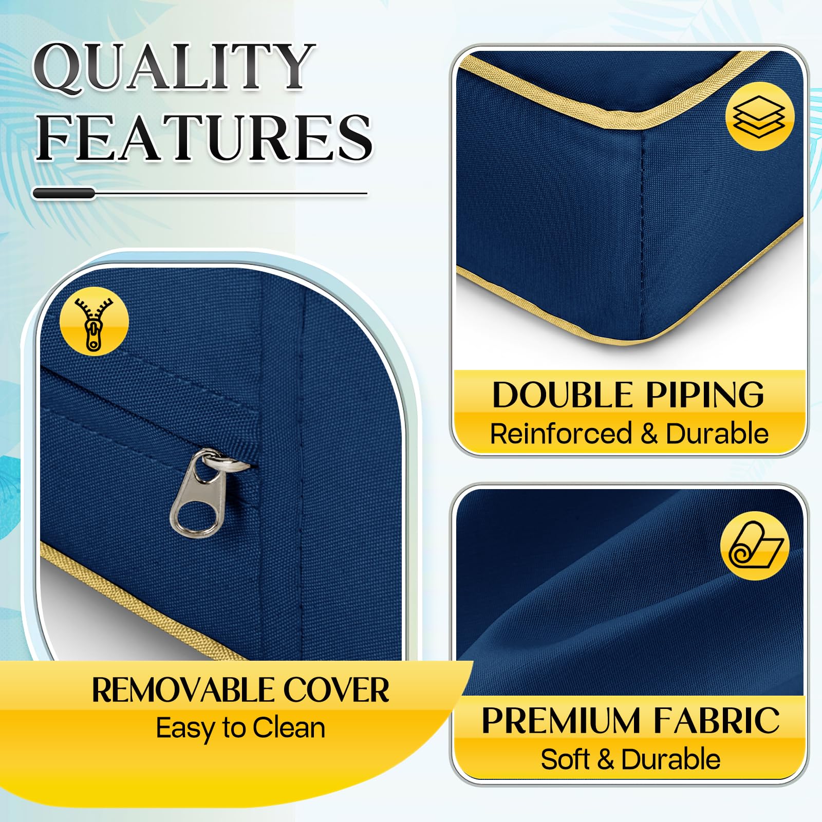 TaiBest back pillow detail with zipper for easy cleaning and cover removal
