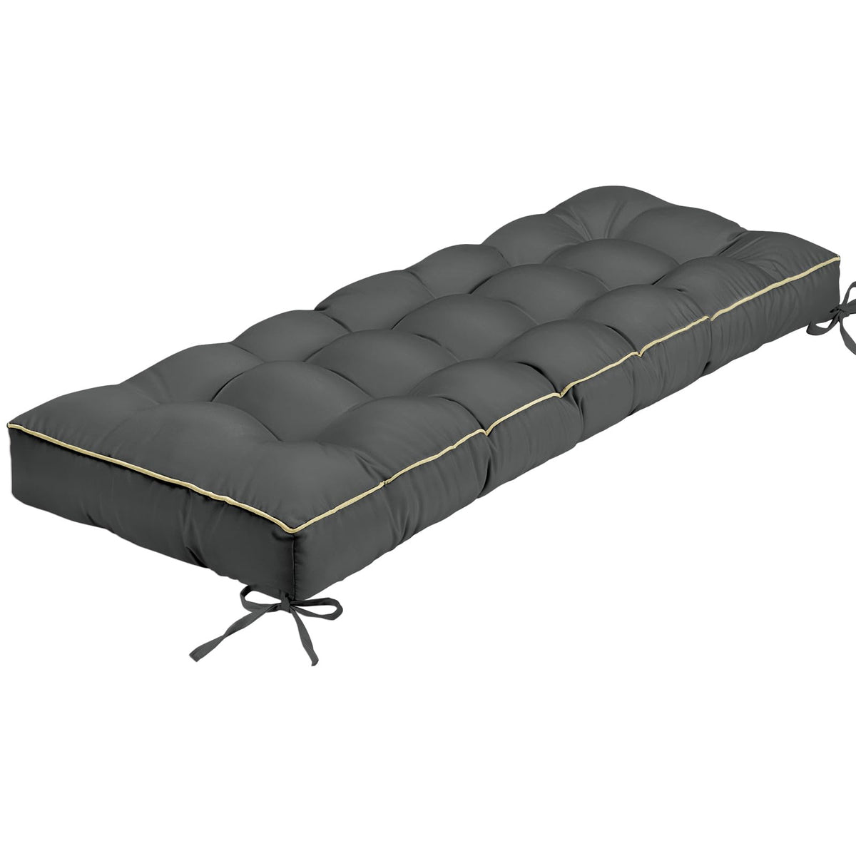 TaiBest front view of grey tufted bench cushion showing tailored look and comfort