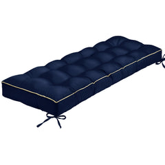 TaiBest front view blue bench cushion showing tufted comfort and curb appeal