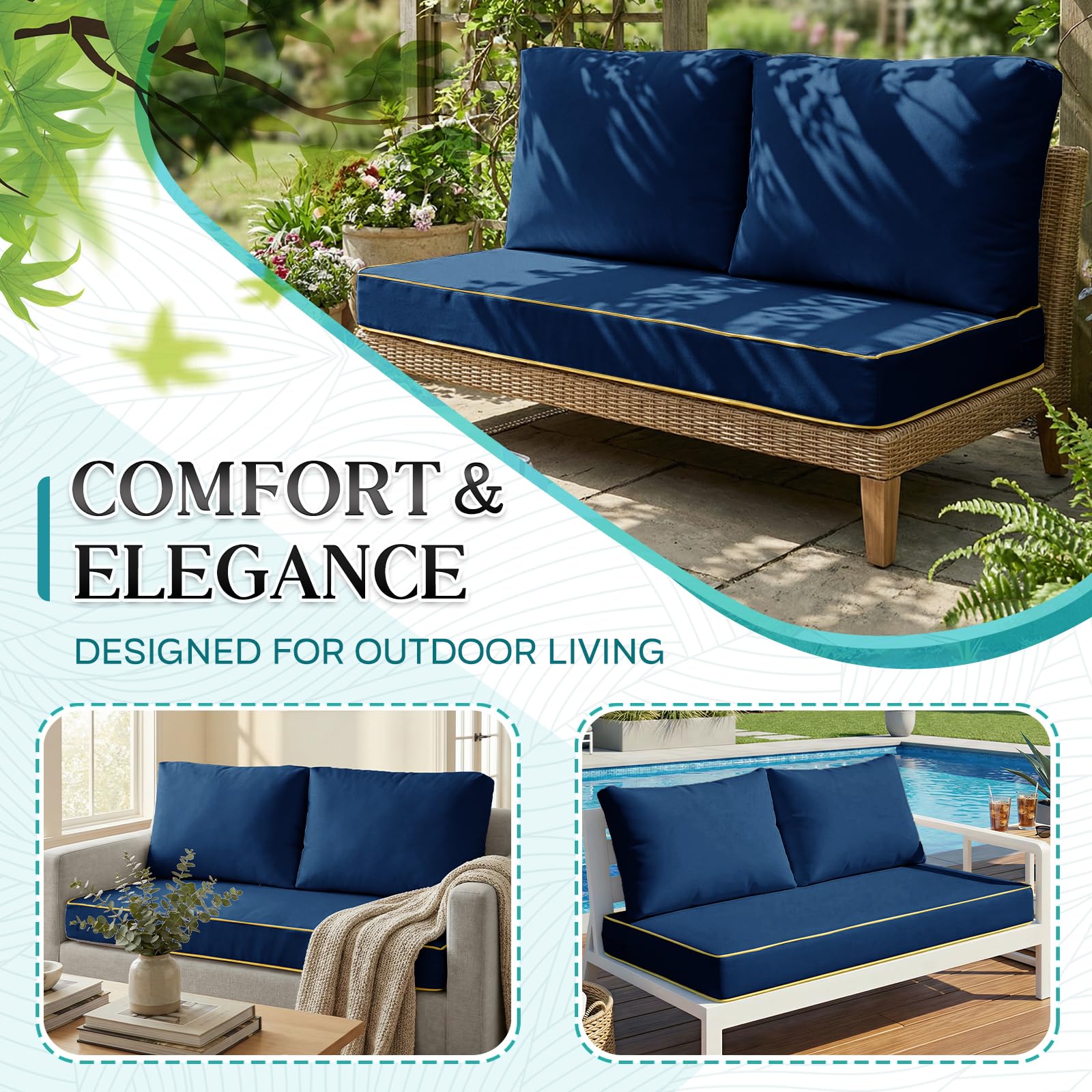 TaiBest cushions in use on patio loveseat demonstrating comfortable lounging