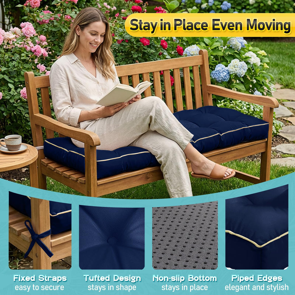 TaiBest cushion on garden bench illustrating added comfort and outdoor style