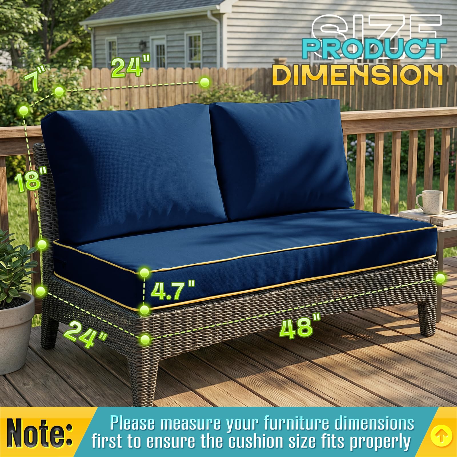 TaiBest scale comparison with ruler showing oversized seat cushion dimensions