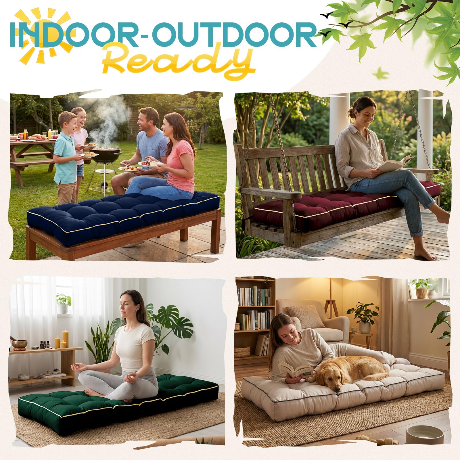 TaiBest cushion next to ruler showing exact 60x18x5 size for fit assurance