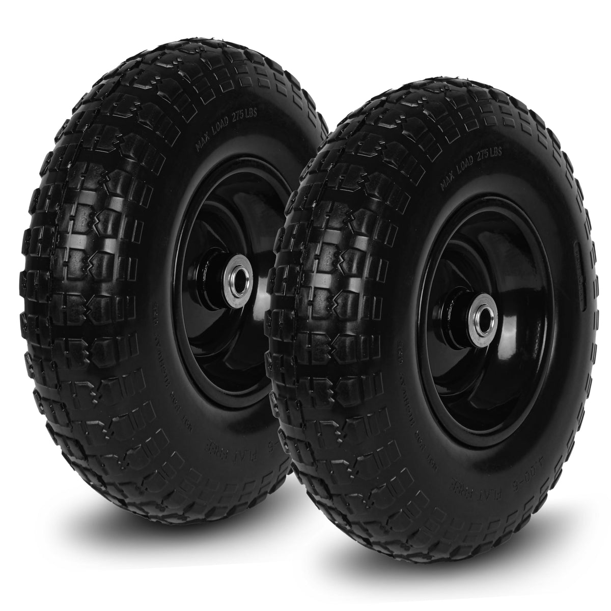 Taifa front-facing wheel assembly showing solid tire and hub, durable replacement