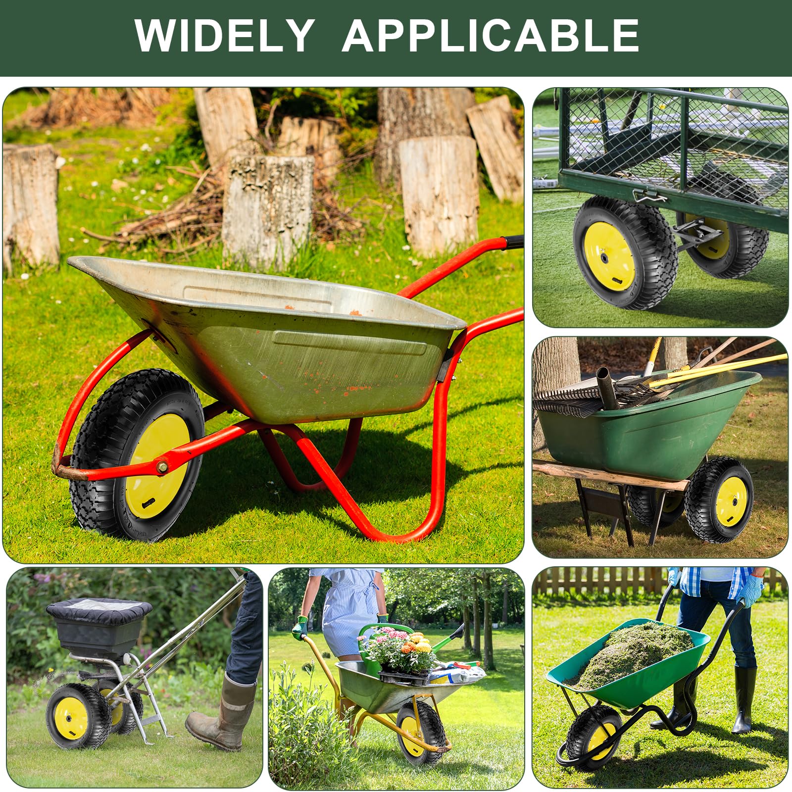 Taifa wheel installed on garden cart in yard improving load handling and maneuvering