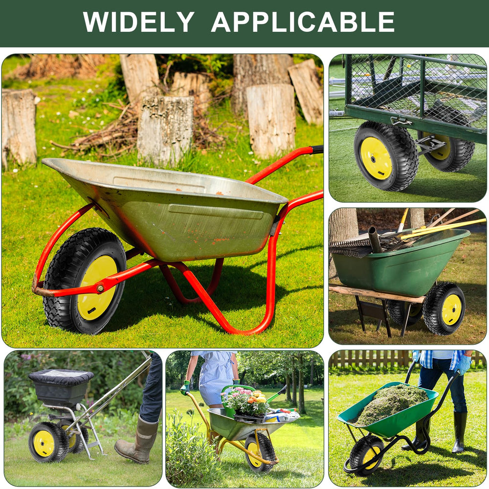 Taifa wheel installed on garden cart in yard improving load handling and maneuvering