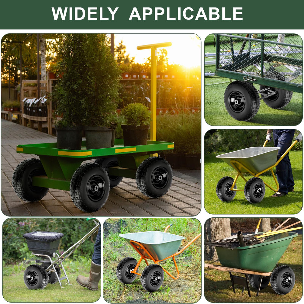 Taifa on garden wagon in yard showing reliable transport and rough-terrain grip