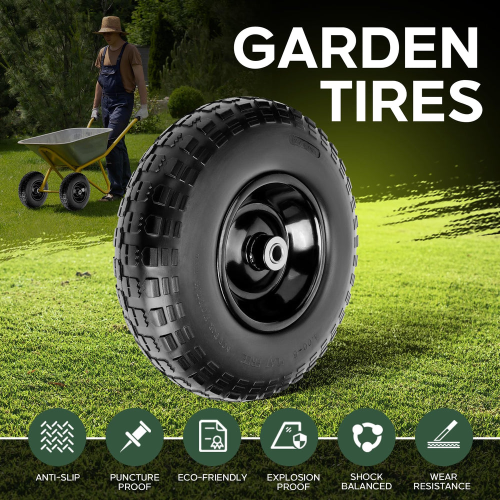 Taifa wheel installed on wheelbarrow demonstrating easy fit and puncture-free use