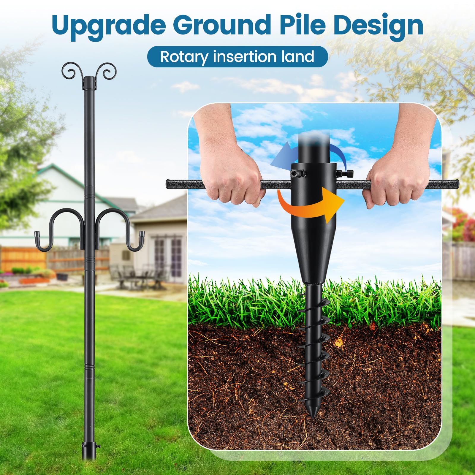 TAILERNRUYE spiral ground plug close-up proving secure anchoring and stability