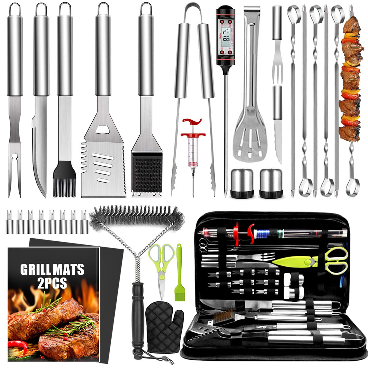 Taimasi front packaging showing full 34-piece set and carry bag for organized transport