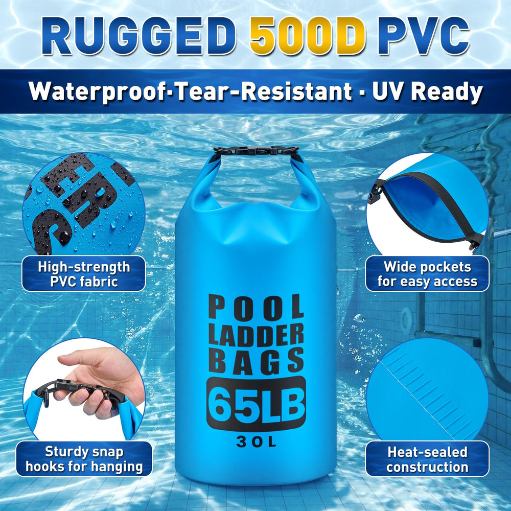 TAINAT bag anchored to pool ladder delivering stability and reduced wobble