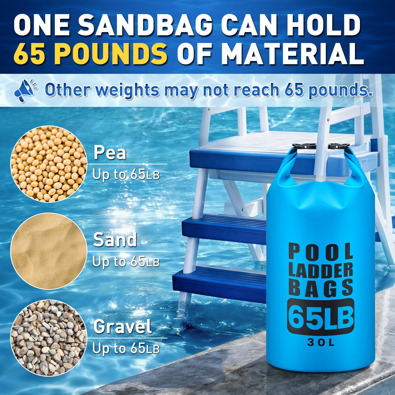 TAINAT wide opening filled with sand for fast, low-mess filling and secure weight