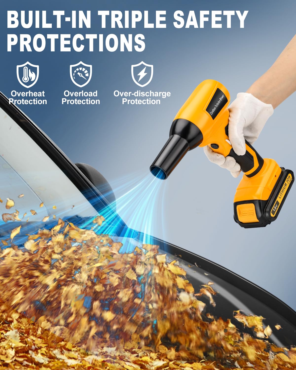 Taingwei handheld blower dusting a keyboard safely for electronics maintenance