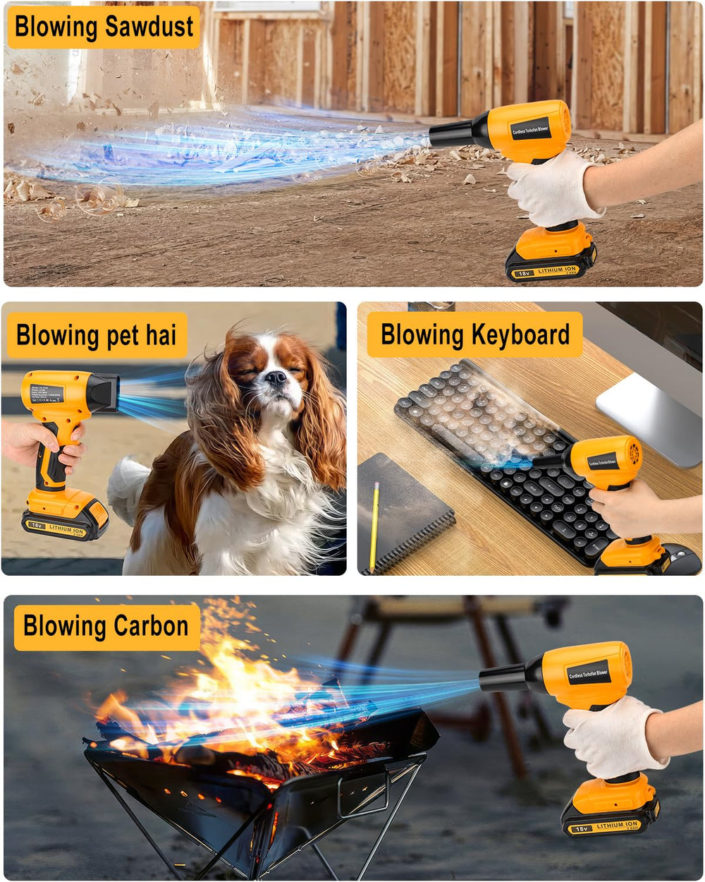 Taingwei lifestyle scene in garage showing convenient cordless cleanup solution