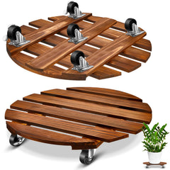 Taiyin 16-inch wooden caddy front view showing sturdy base and casters for easy moving