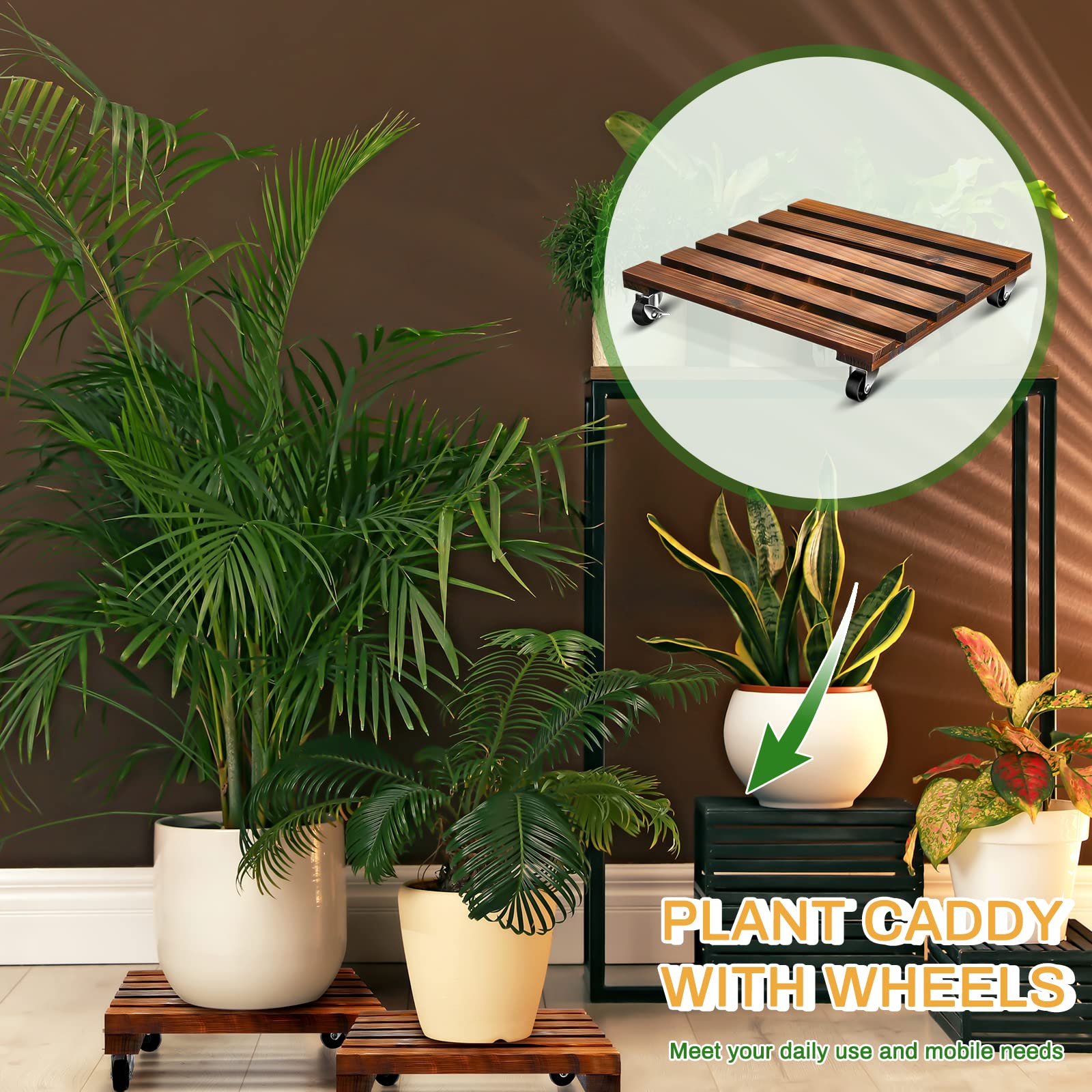 Taiyin plant stand on balcony with plants showing outdoor-ready design and decorative versatility