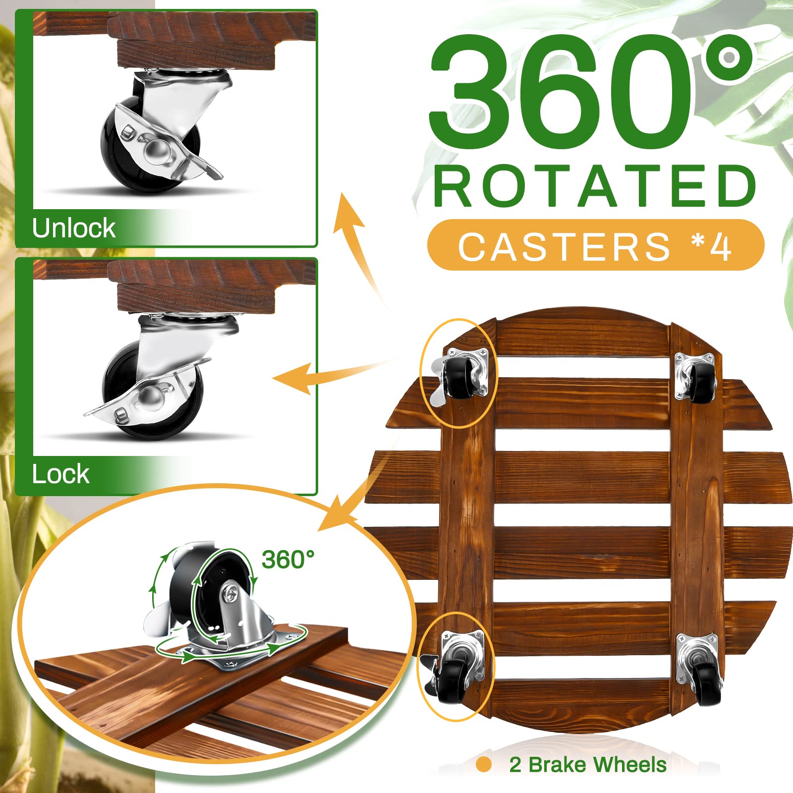 Taiyin dolly under large planter demonstrating effortless relocation and floor protection