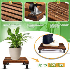 Taiyin plant stand supporting a large planter demonstrating 220 lb capacity and effortless repositioning