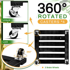 Taiyin top-down view with planter on dolly demonstrating safe rolling support