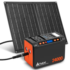 Takki front view of power station and panel showing portability and all ports