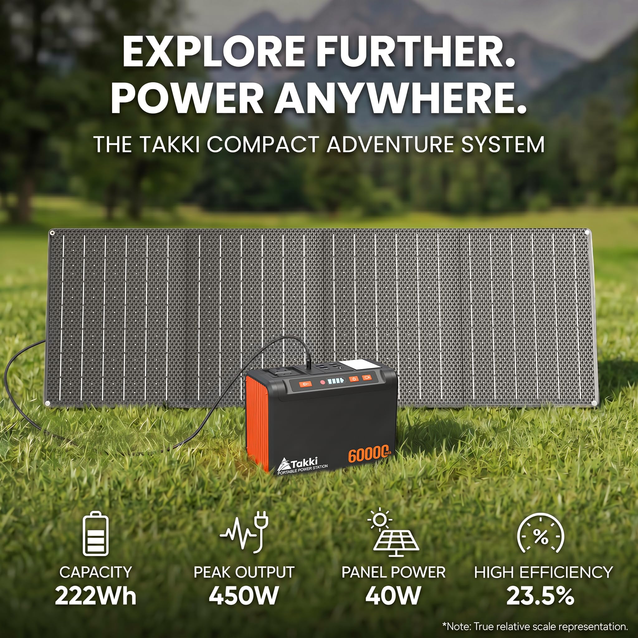 Takki power station inside a backpack illustrating compact size and convenience