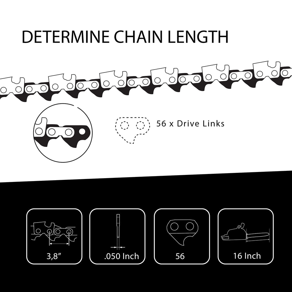tallox three chains laid out with box showing ready spare-chain convenience