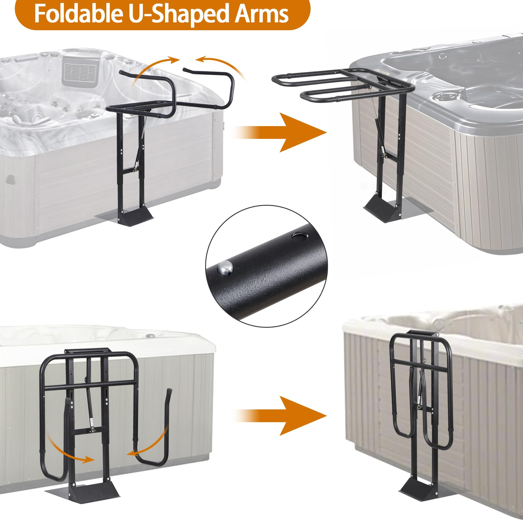 Talustool folded cover on lifter showing tidy storage and protection benefit