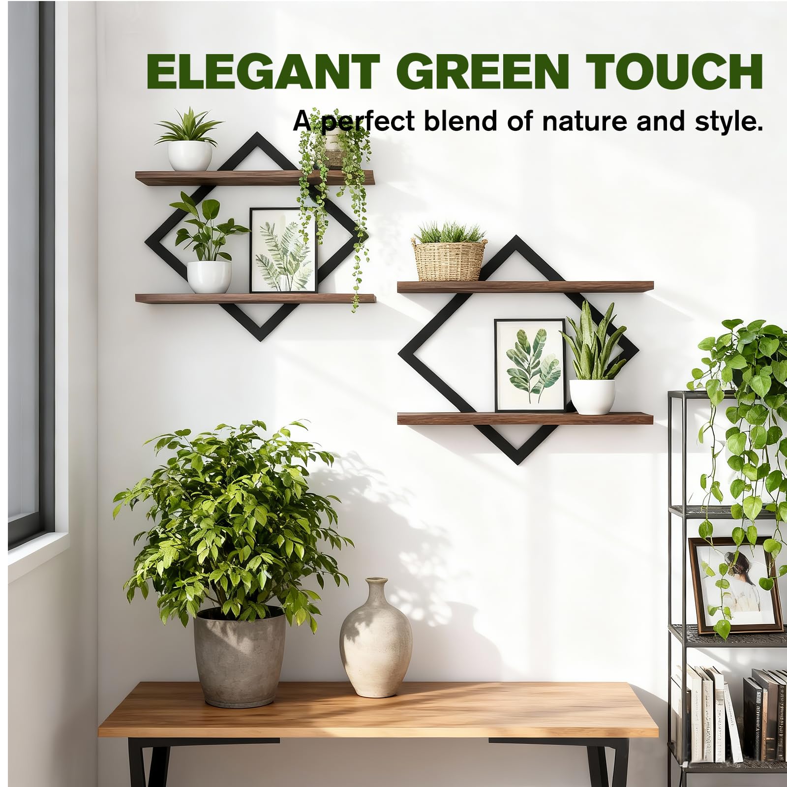 TALVADI bathroom window shelf with plants showing moisture-resistant benefit