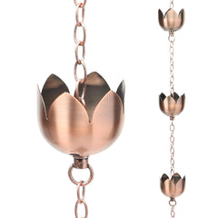 taman lotus full-length rain chain hung from eaves, decorative drainage benefit
