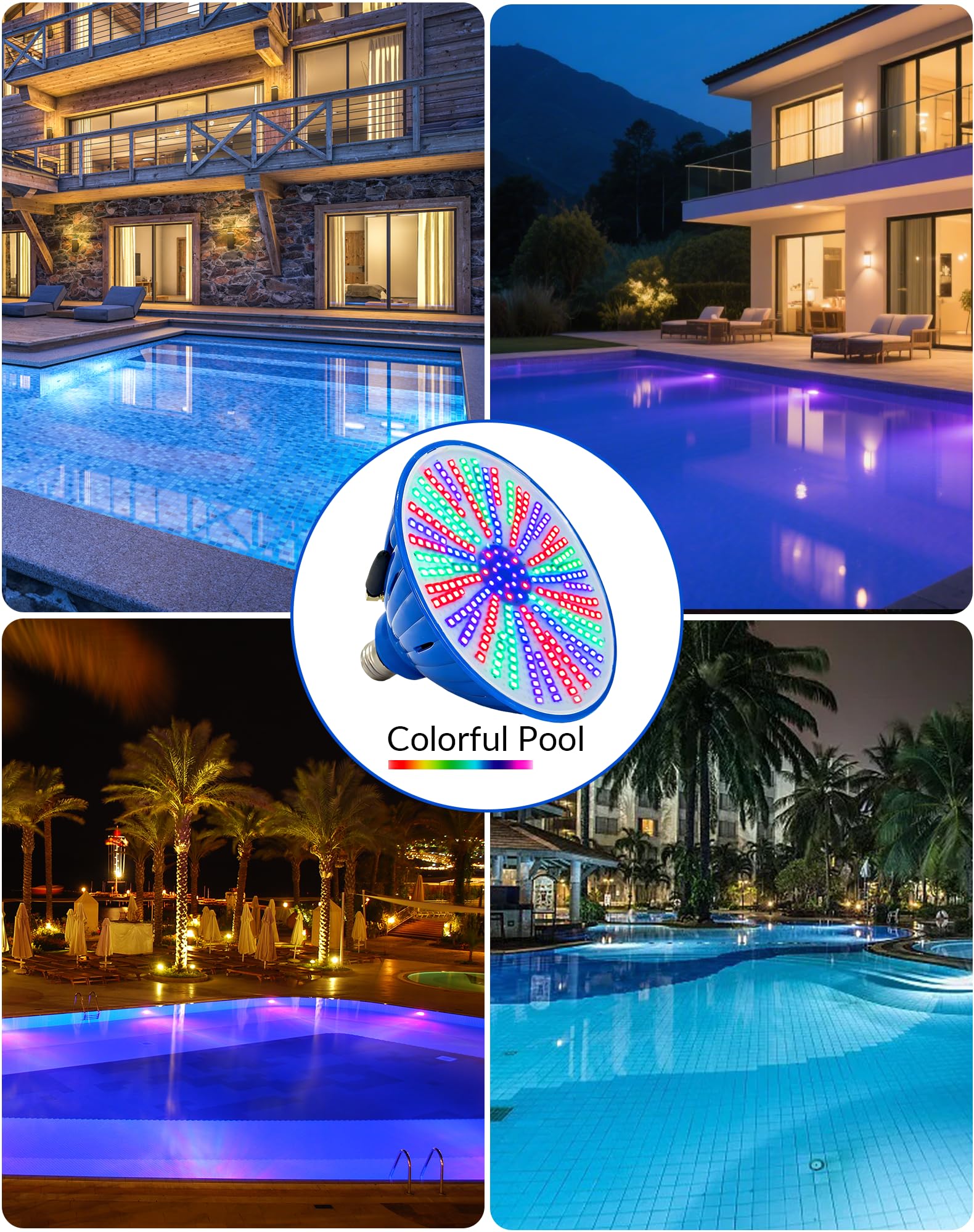 Tandanic multiple color modes lighting a pool for mood and visibility