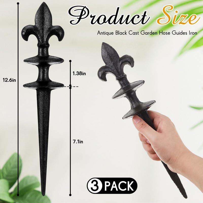 Tandefio side profile of garden stake showing sturdy cast iron and stable anchor