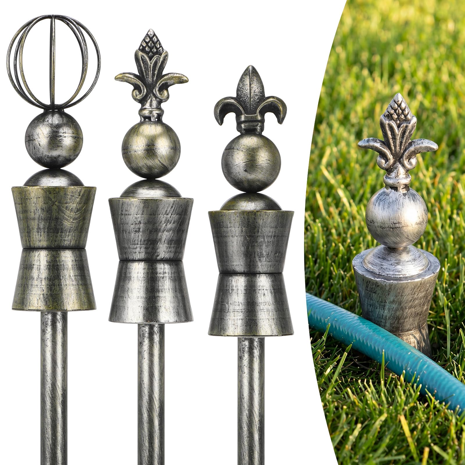 Tandefio cast iron hose guide front view showing bronze finish and three designs for durable protection