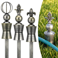 Tandefio cast iron hose guide front view showing bronze finish and three designs for durable protection