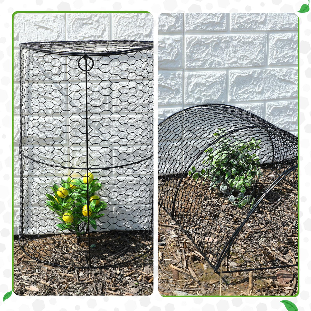 Tandefio cloche in use over seedlings blocking rabbits and birds from damage