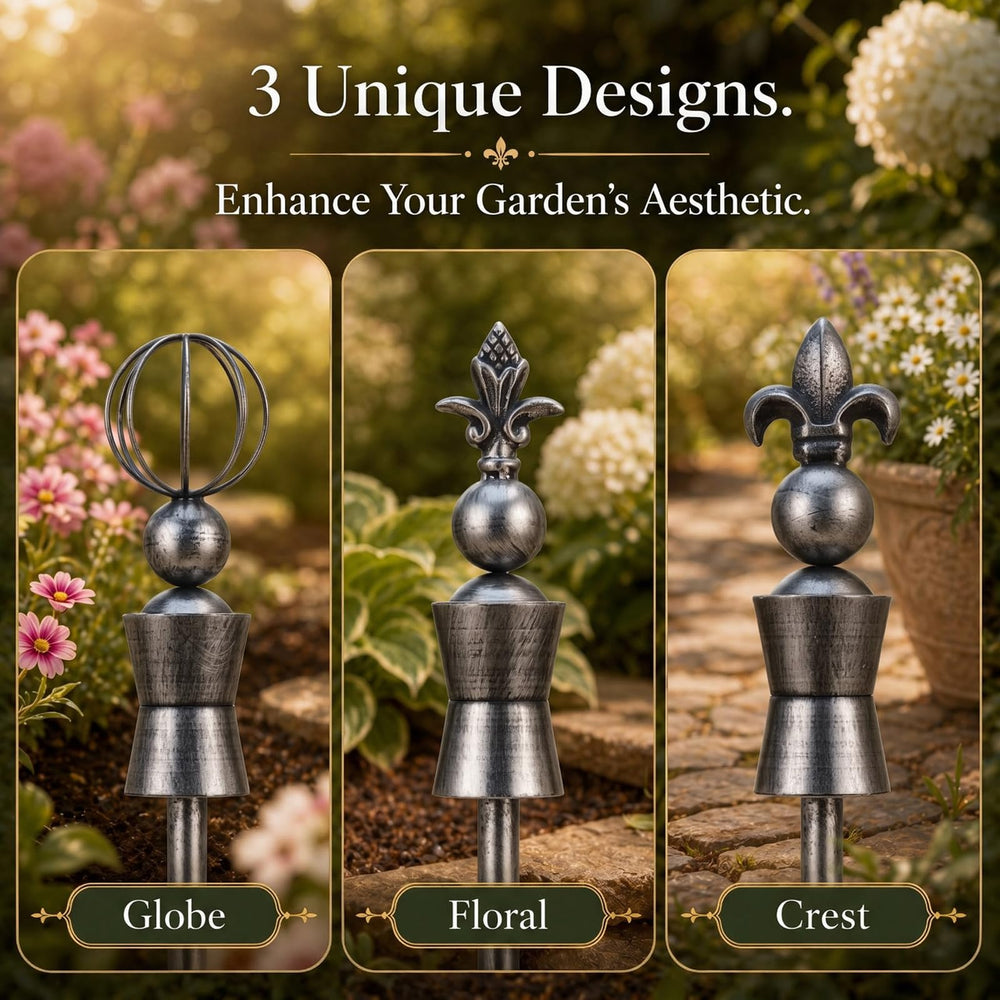 Tandefio stake installed in flower bed guiding hose around plants for snag-free watering