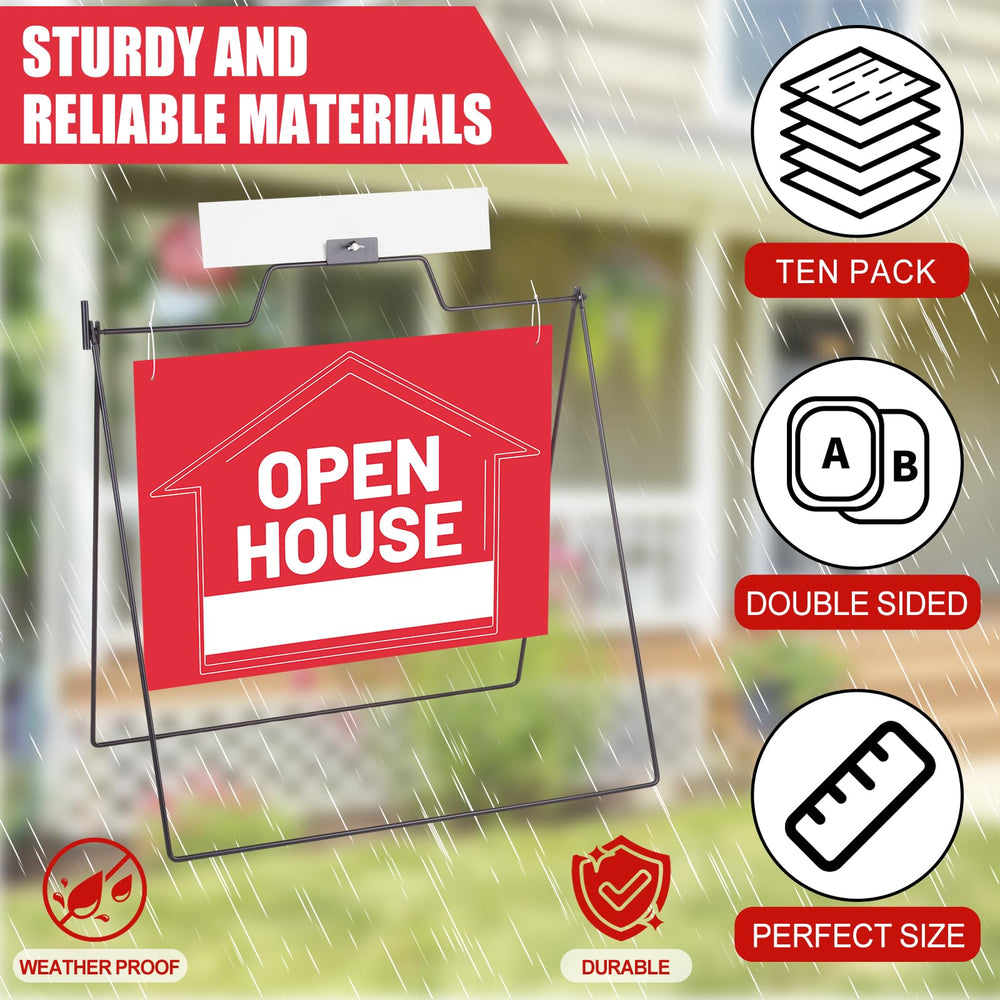 Tandefio real estate agent setting up signs demonstrating quick assembly