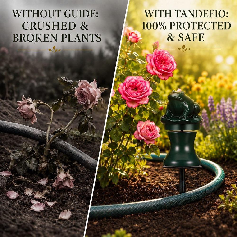 Tandefio stake beside a hand to show scale and easy placement benefit