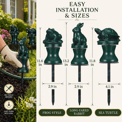Tandefio stake guiding a hose along a flower bed ensuring plant safety benefit