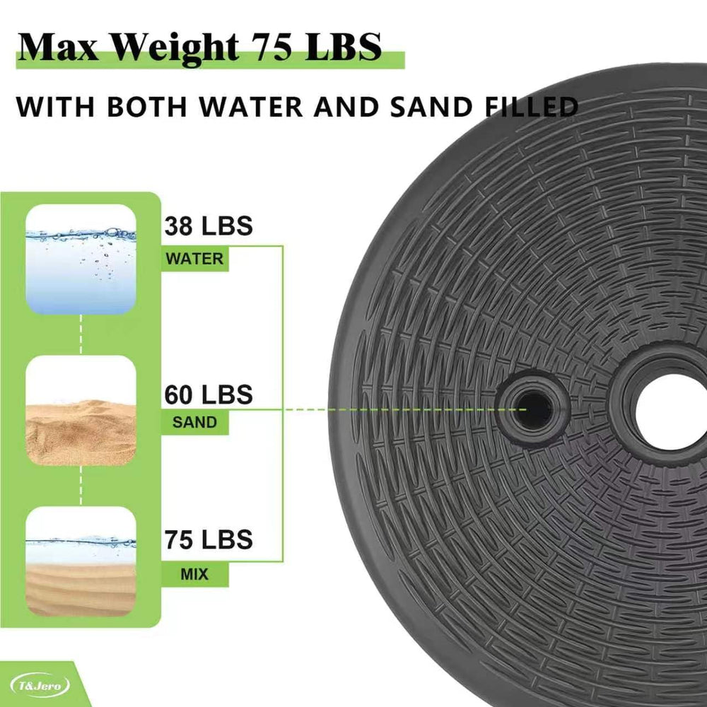T&Jero base filled with sand showing heavier 66 lb ballast for increased stability
