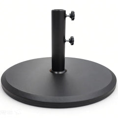 T&Jero front view of black umbrella base showing sturdy silhouette and curb appeal